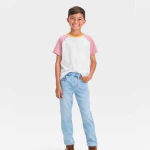 Boys’ Athletic Straight Pull-On Pants Cat & Jack Light Wash Size 14